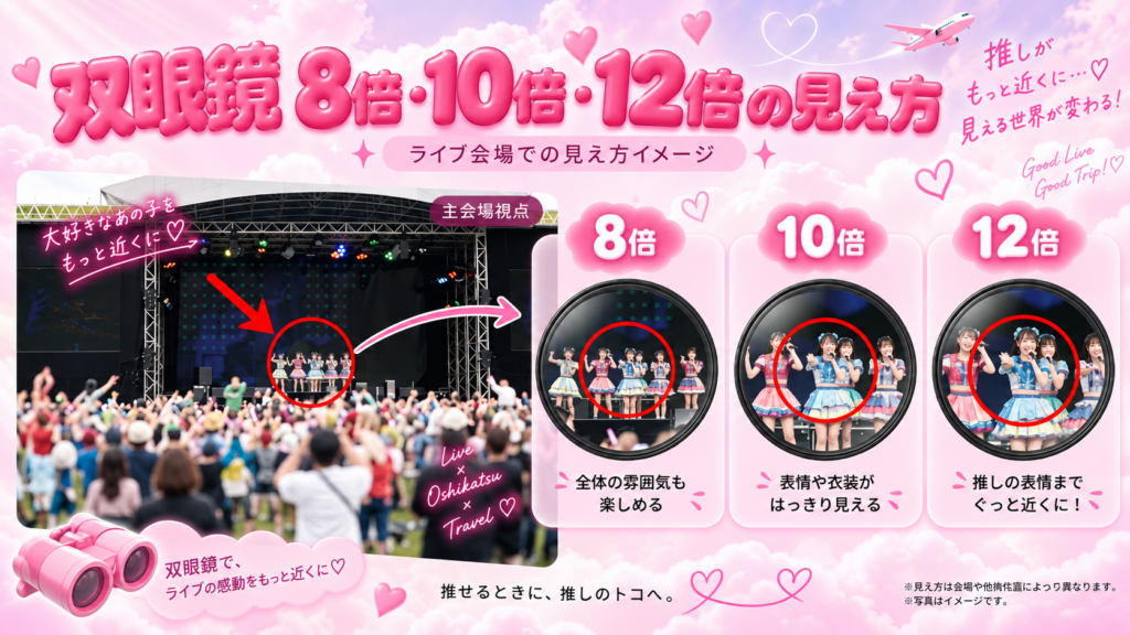ライブ用双眼鏡の8倍・10倍・12倍の違い