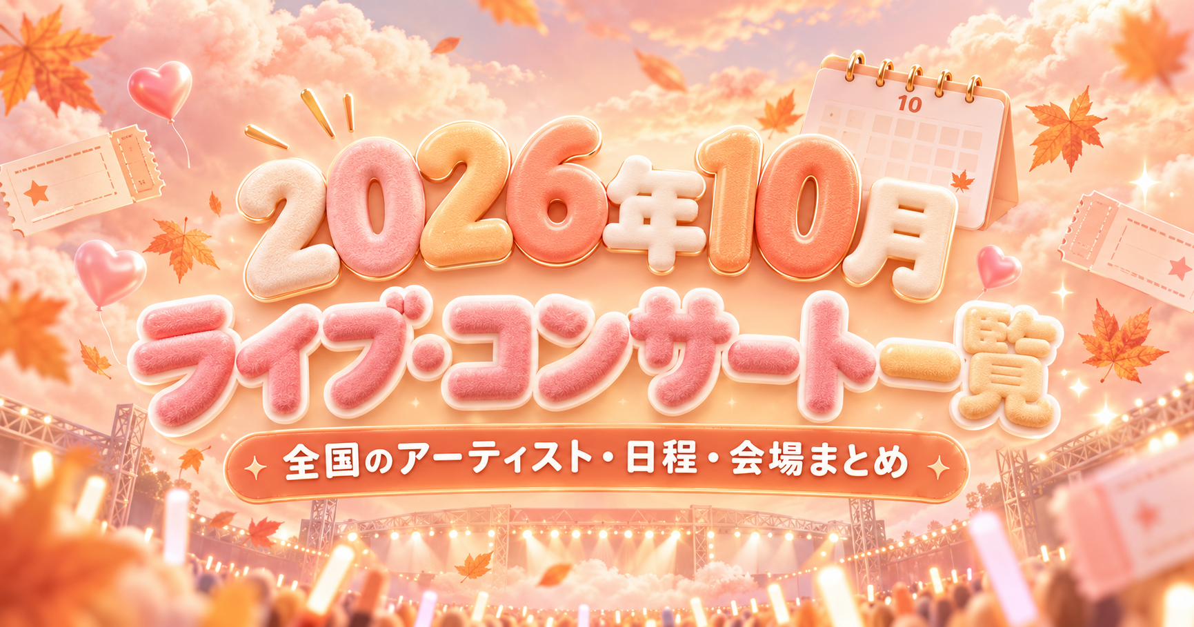 【2026年10月】ライブ・コンサート一覧！全国のアーティスト・日程・会場まとめ