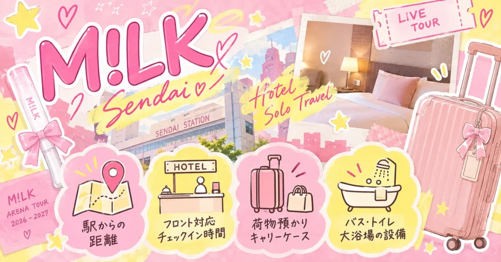 M!LKゼビオアリーナ仙台公演のおすすめホテルエリア