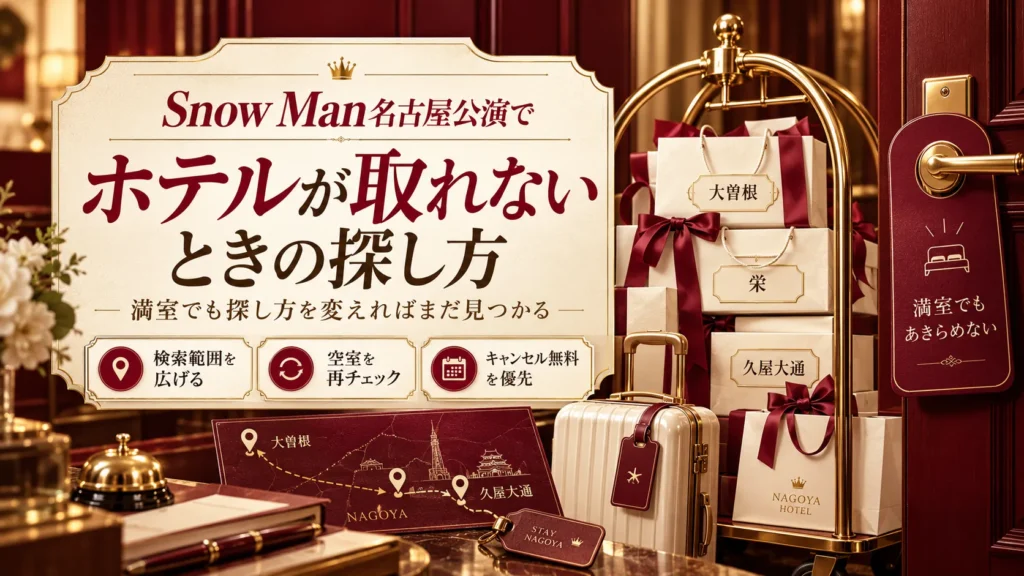 Snow Man名古屋公演でホテルが取れないときの探し方